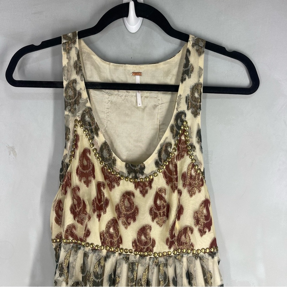 Free People Party Champagne Combo Mini Dress Size 6 - Picture 4 of 12